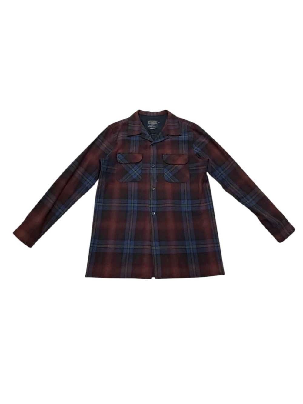 Men’s Pendleton Original Board Shirt Wool Flannel Burgundy Navy Plaid